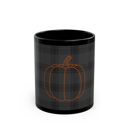 Pumpkin on Plaid Halloween Edition Black Mug