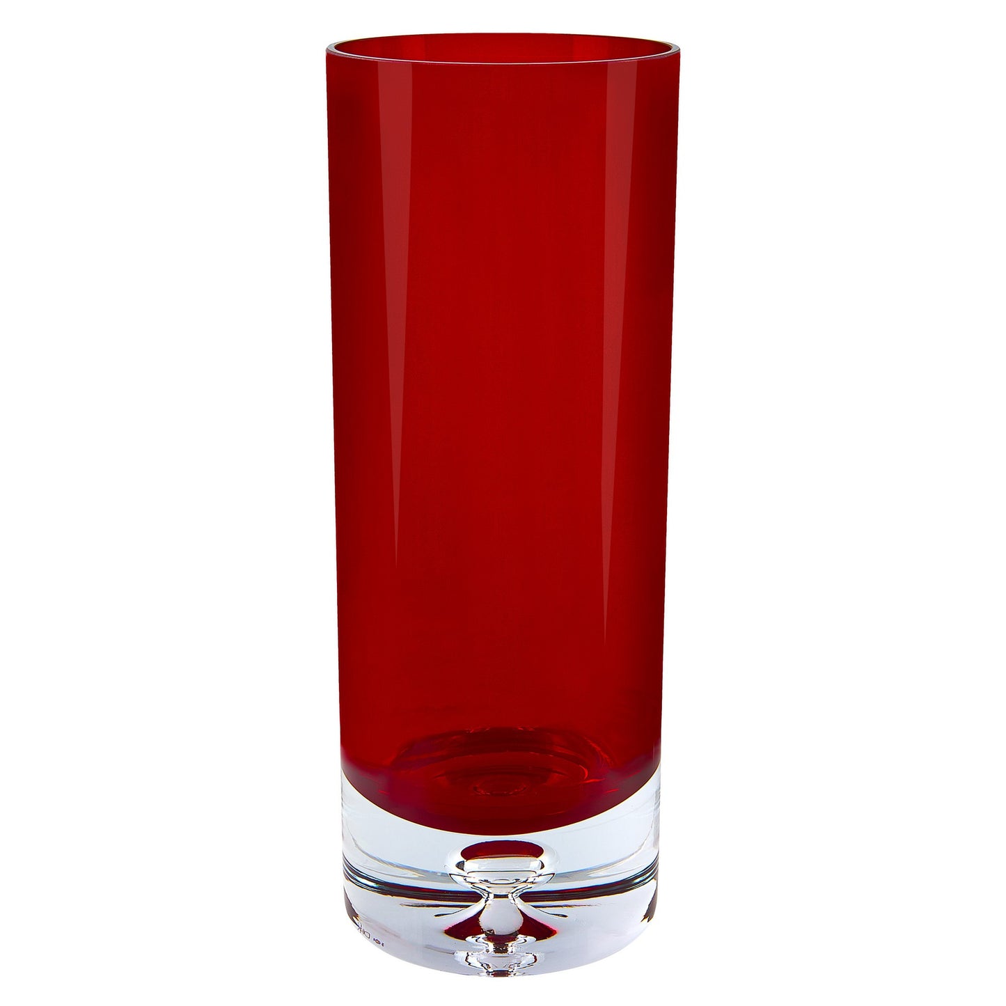11" RED GLASS TABLE VASE