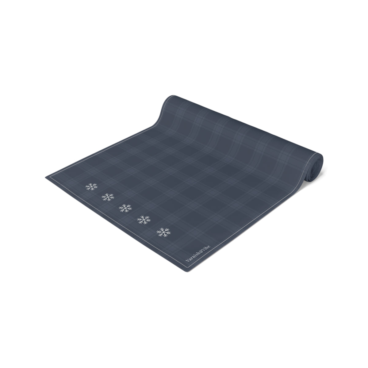 Blue Tartan Snowflakes Table Runner (Cotton, Poly) - Varnish & Vibe