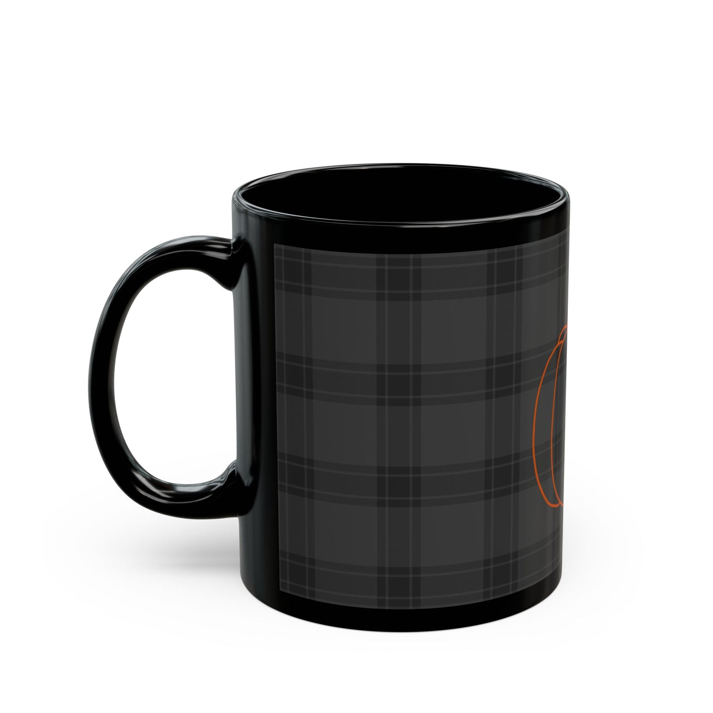 Pumpkin on Plaid Halloween Edition Black Mug