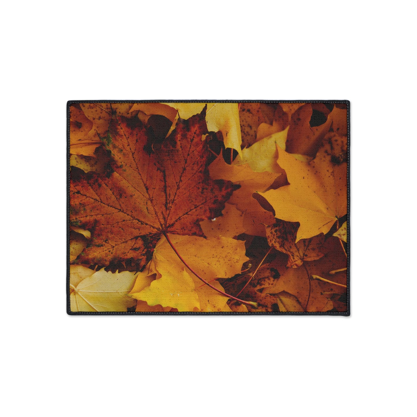 Golden Leaves Textured Fall Foliage Rug