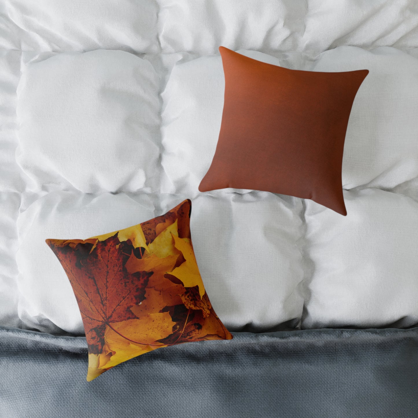 Golden Leaves Foliage And Shaded Brown Fall Decorative Pillow
