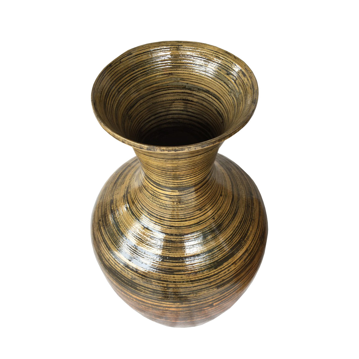 25" BLACK AND GOLD BAMBOO FLOOR VASE