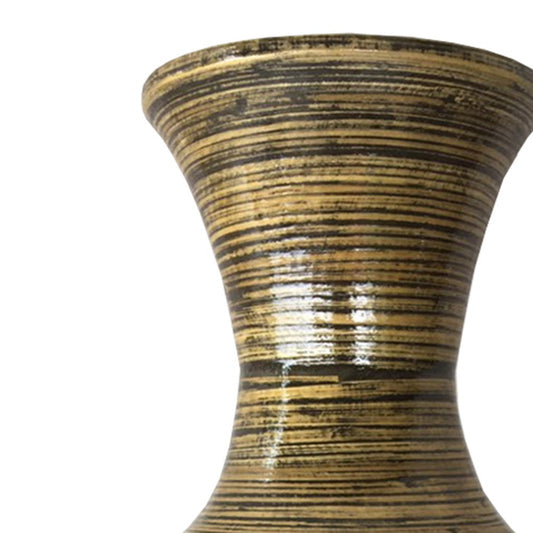 25" BLACK AND GOLD BAMBOO FLOOR VASE