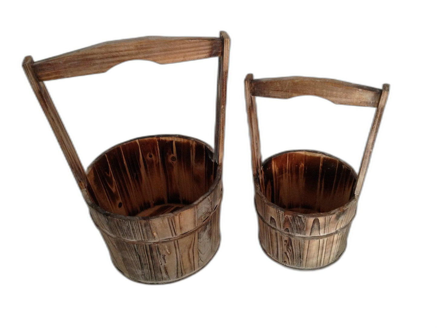 LAKEVIEW SET OF TWO WOOD GARDEN PLANTERS