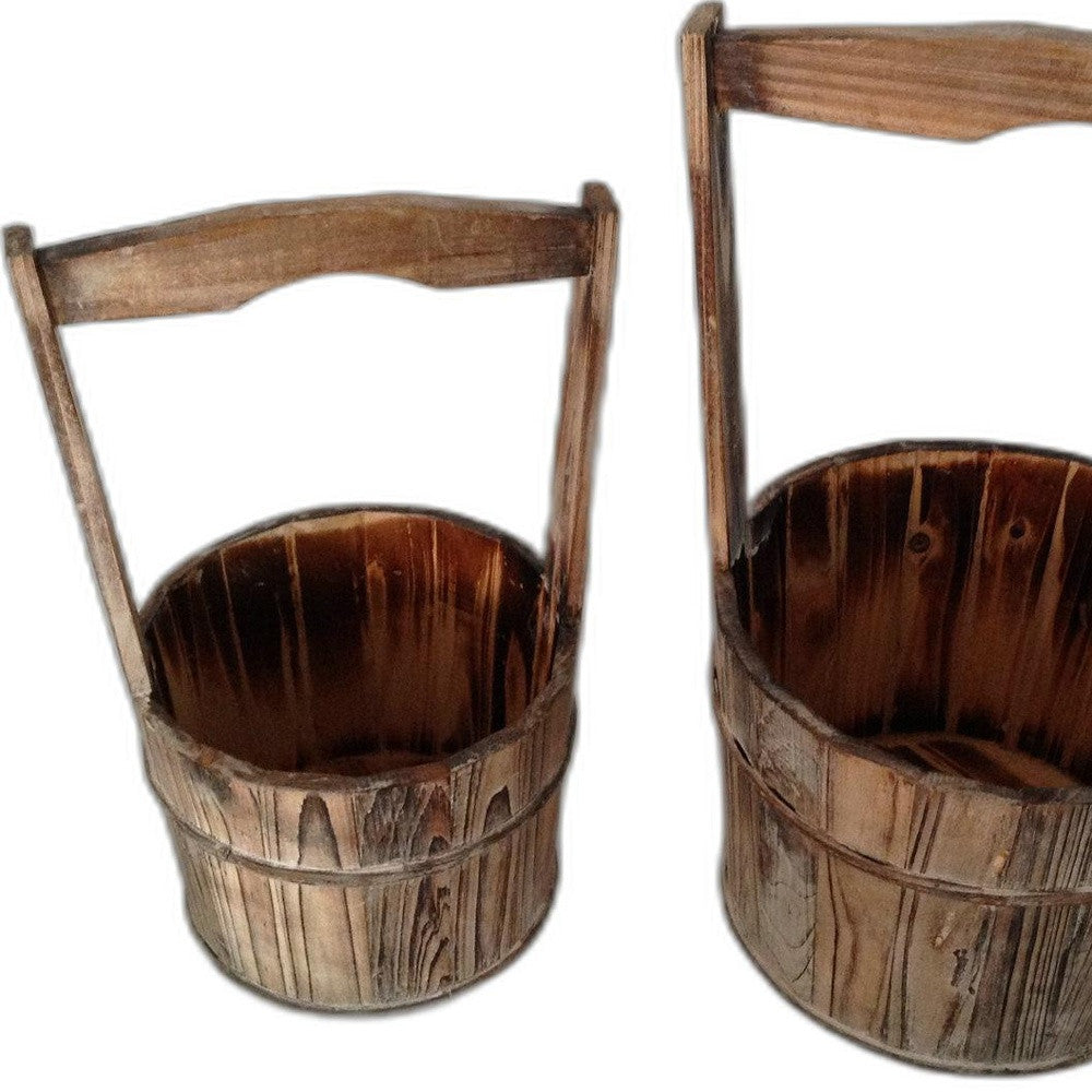 LAKEVIEW SET OF TWO WOOD GARDEN PLANTERS
