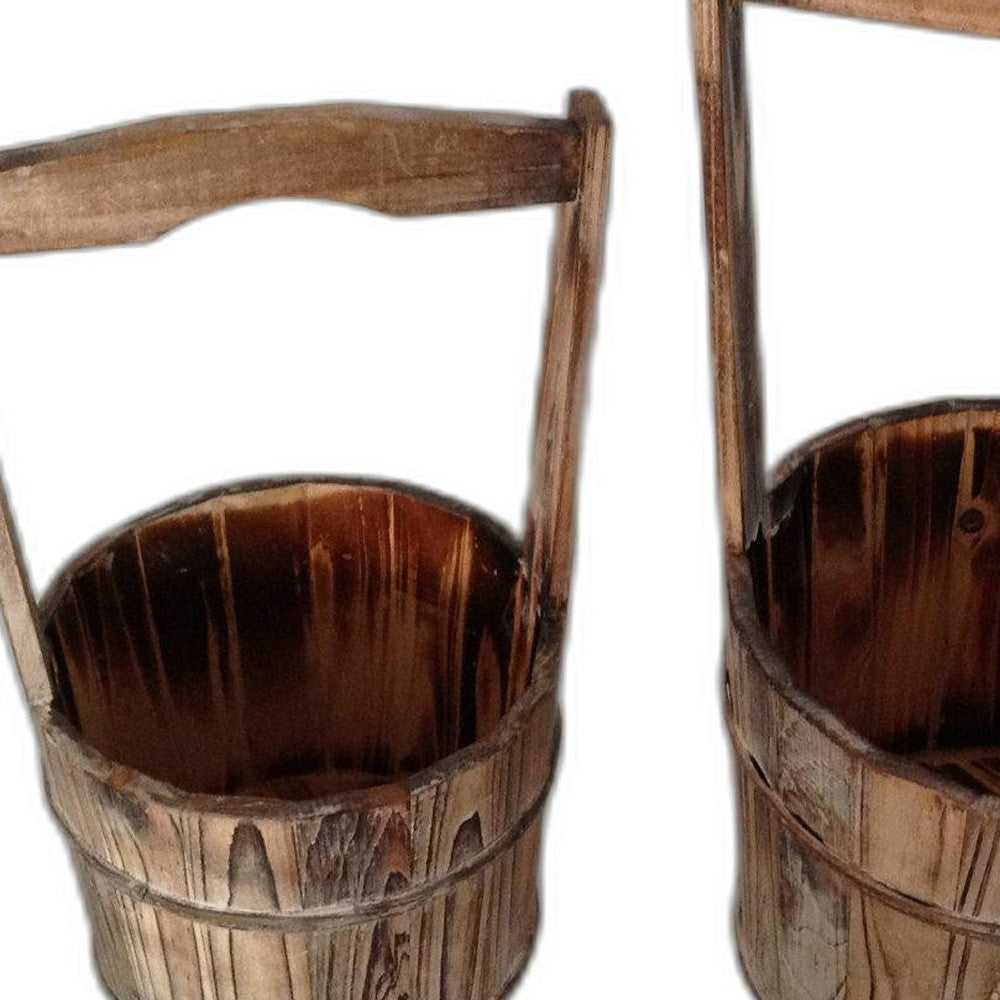 LAKEVIEW SET OF TWO WOOD GARDEN PLANTERS