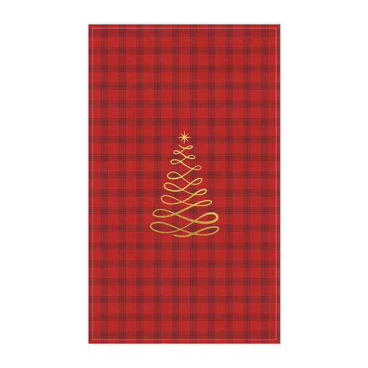 Red Tartan Christmas Tree Tea Towels (cotton, poly) - Varnish & Vibe