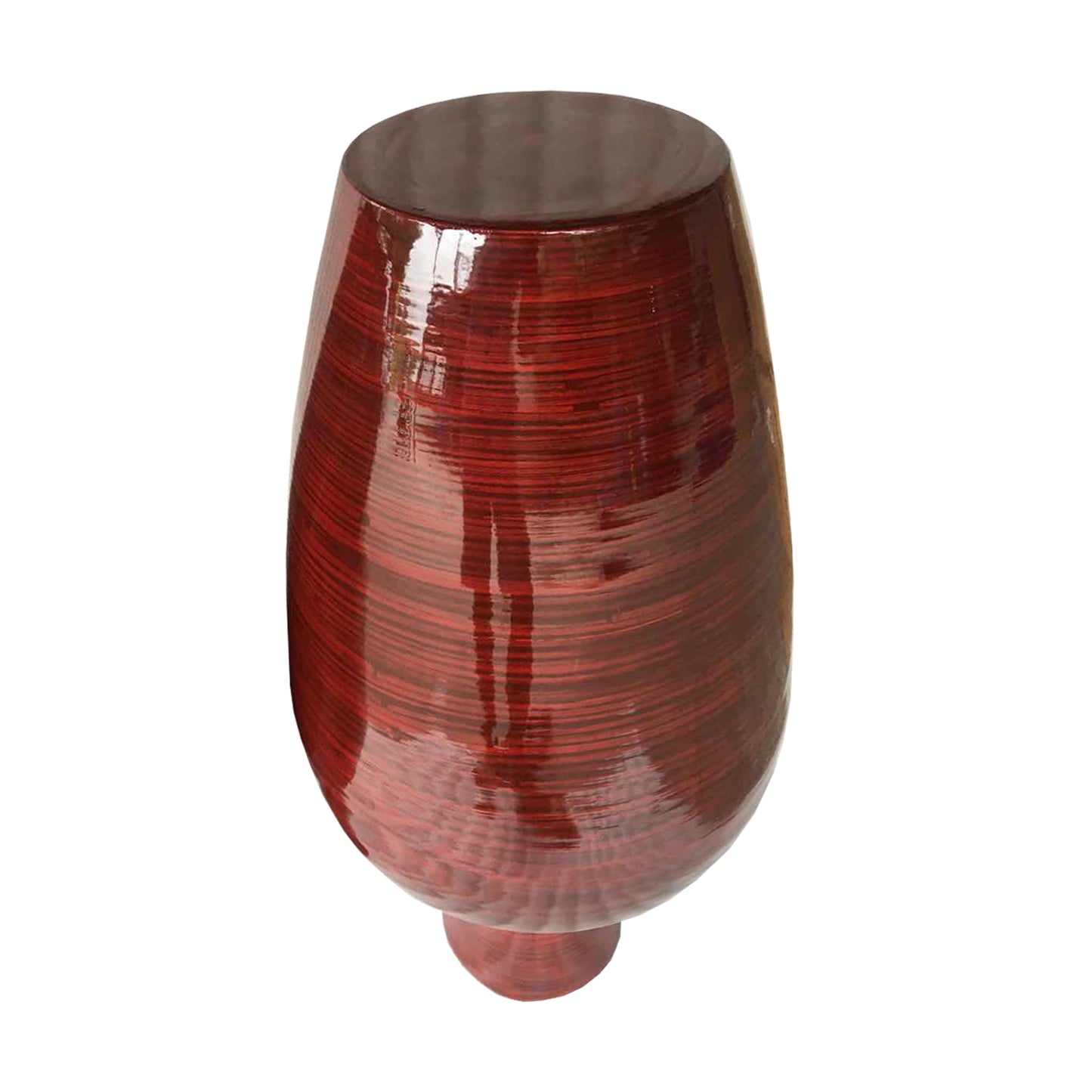 30" Red Lacquer Spun Bamboo Floor Vase - Varnish & Vibe