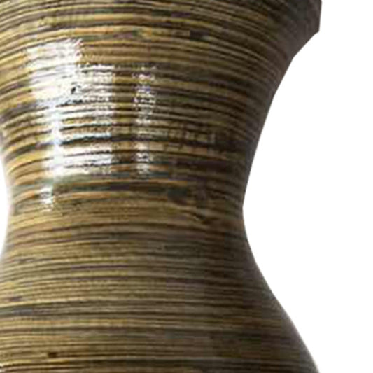30" GOLD AND BROWN BAMBOO FLOOR VASE