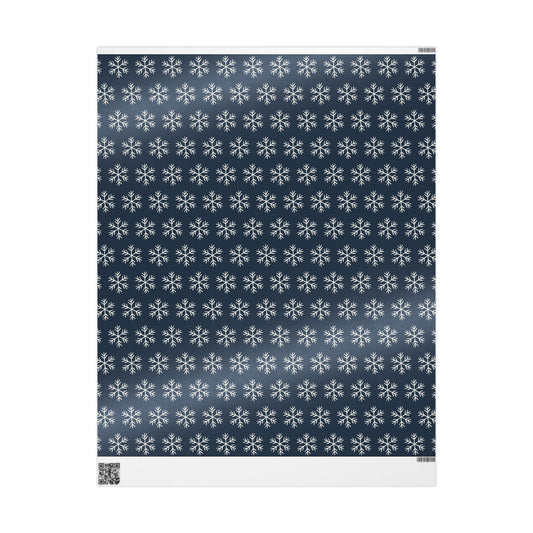 Snowflake Wrapping Paper - Navy Holiday Gift Wrap Roll