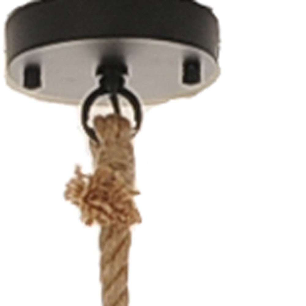 BEIGE AND BLACK IRON AND ROPE CEILING LIGHT - Varnish & Vibe