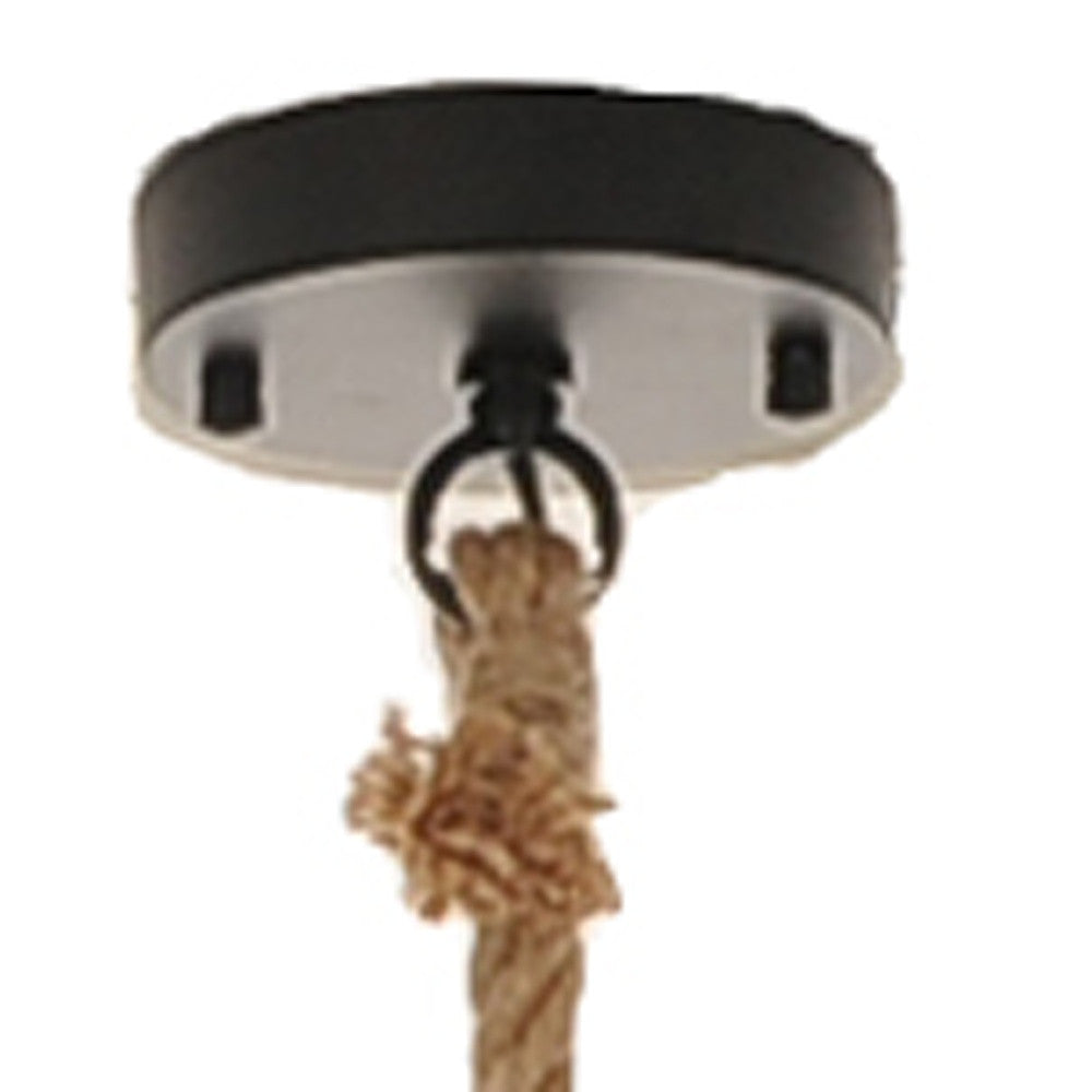 BEIGE AND BLACK IRON AND ROPE CEILING LIGHT - Varnish & Vibe