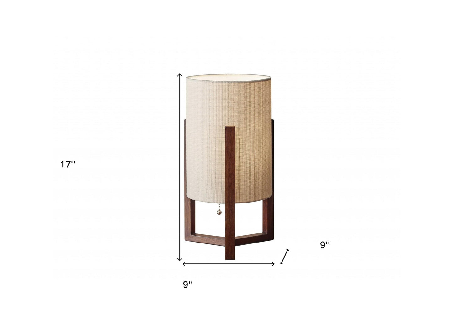 cylindrical linen shade table lamp, walnut wood finish cylindrical linen, linen shade table lamp, wood finish cylindrical linen shade, shade table lamp