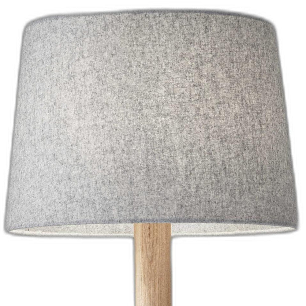 25" NATURAL SOLID WOOD TRIPOD TABLE LAMP WITH GRAY EMPIRE SHADE - Varnish & Vibe