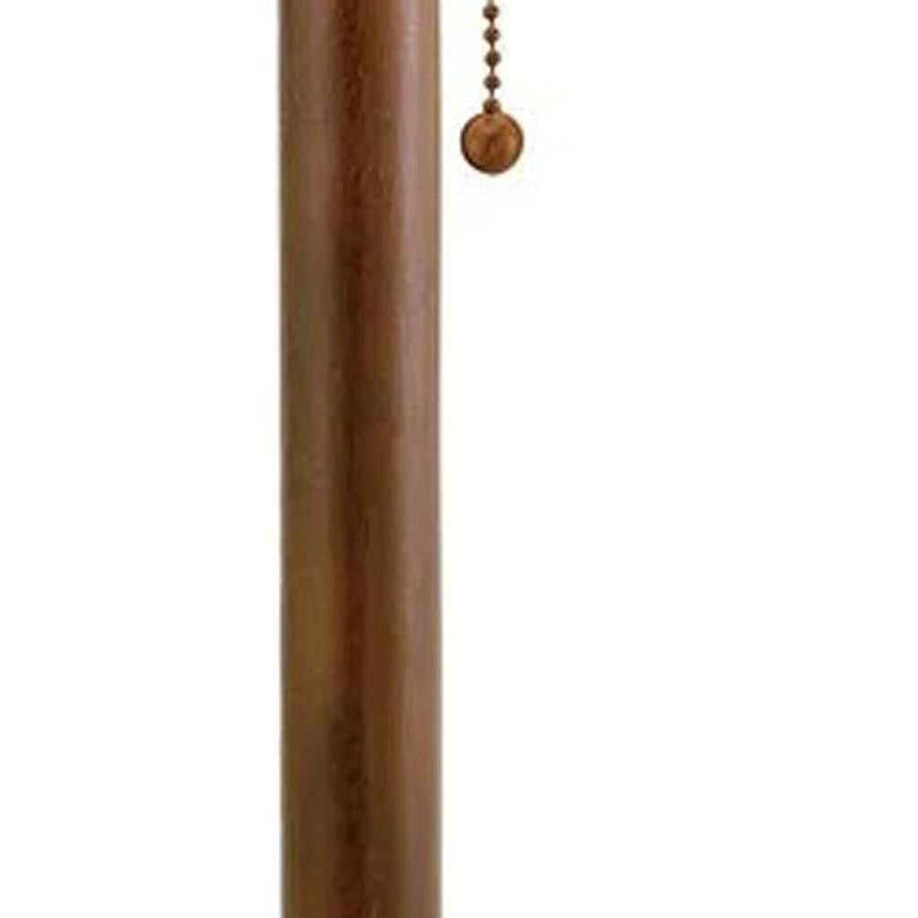 31" WALNUT SOLID WOOD STANDARD TABLE LAMP WITH BEIGE SHADE - Varnish & Vibe