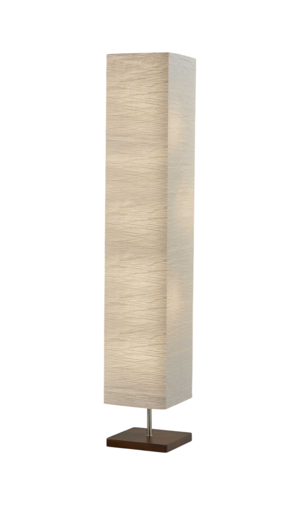 57" BROWN AND WHITE TWO LIGHT COLUMN FLOOR LAMP WITH WHITE PAPER RECTANGULAR SHADE - Varnish & Vibe