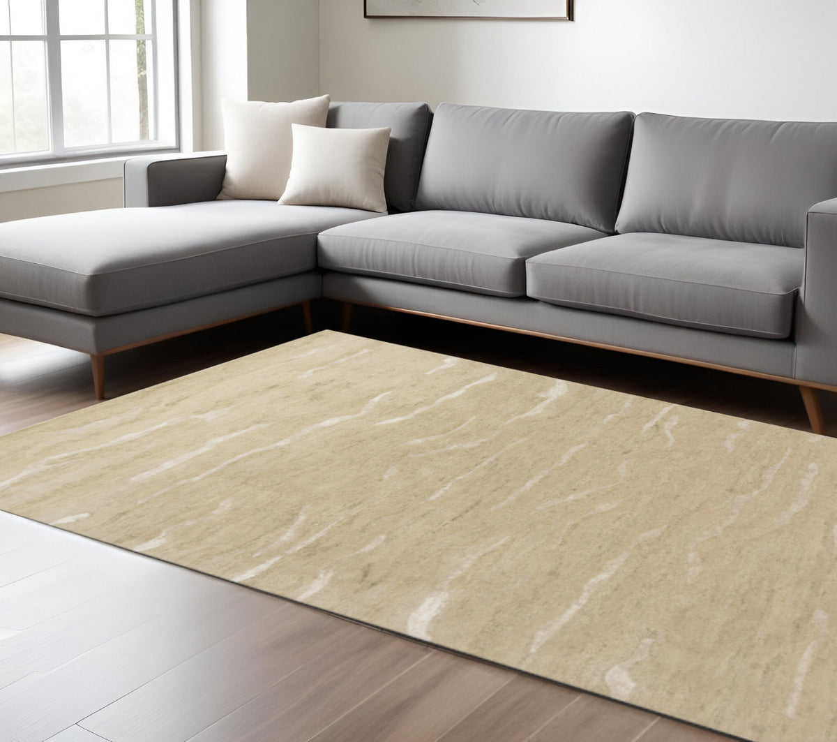 REDONDO 9' x 12' BEIGE HAND WOVEN AREA RUG