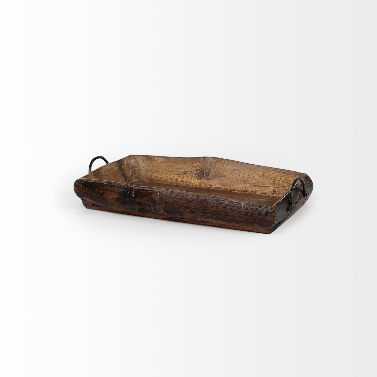 CALABASAS SET OF TWO BROWN RECTANGULAR WOOD INDOOR OUTDOOR SERVING TRAY WITH HANDLES - Varnish & Vibe