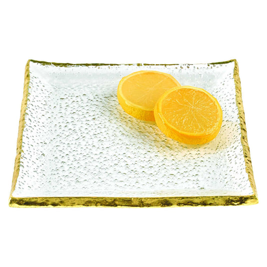 SET OF FOUR 7" SQUARE GOLD EDGE SERVING PLATTERS