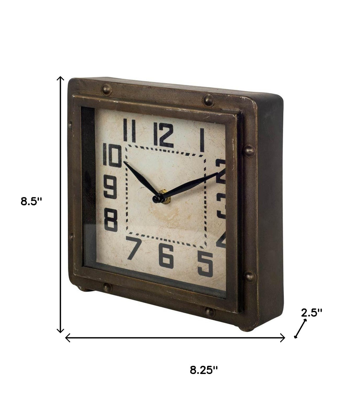 metal desk table clock traditional, desk table clock traditional black, toned metal desk table clock, metal desk table clock, table clock traditional black numbers