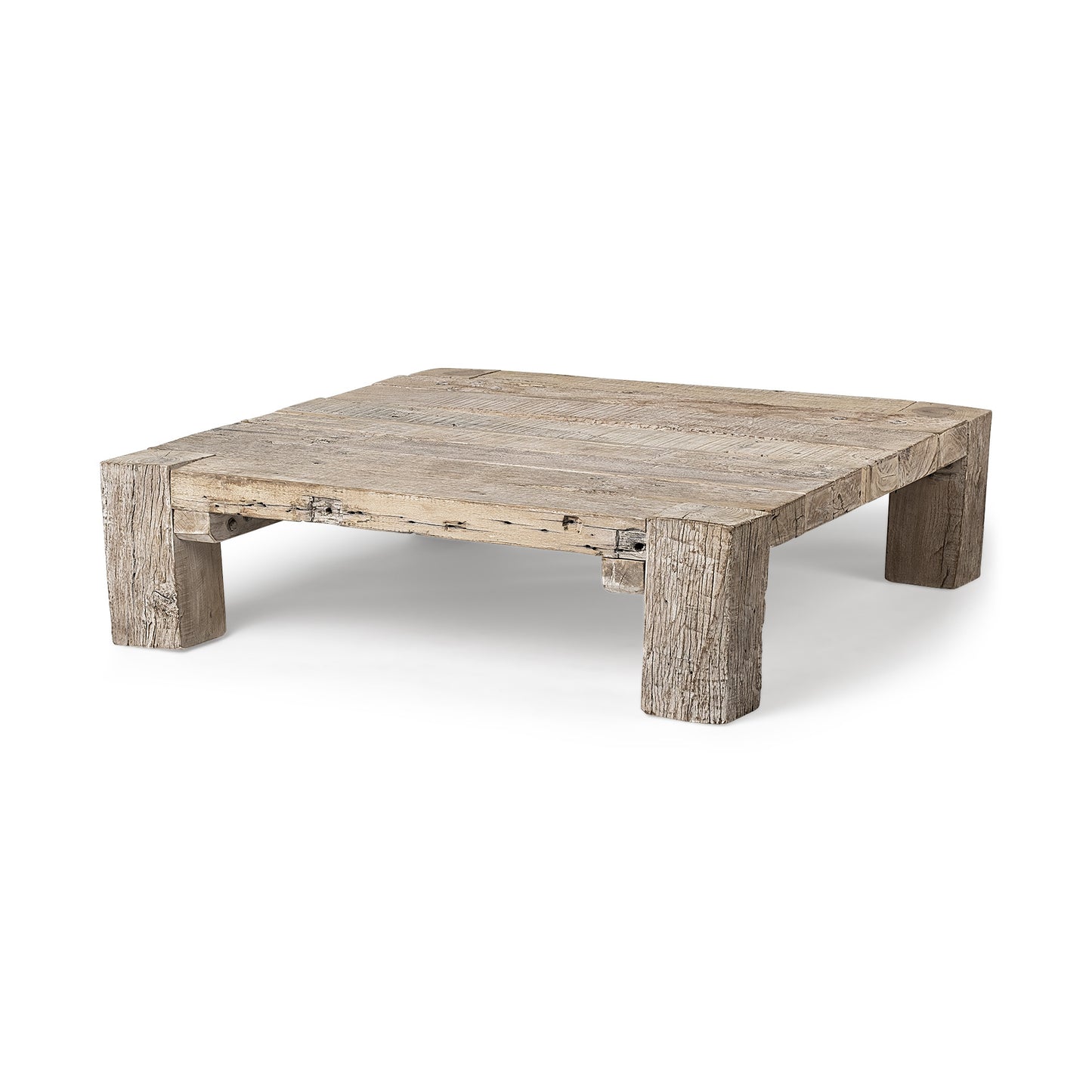 OCEAN 48" NATURAL DISTRESSED WOOD COFFEE TABLE - Varnish & Vibe