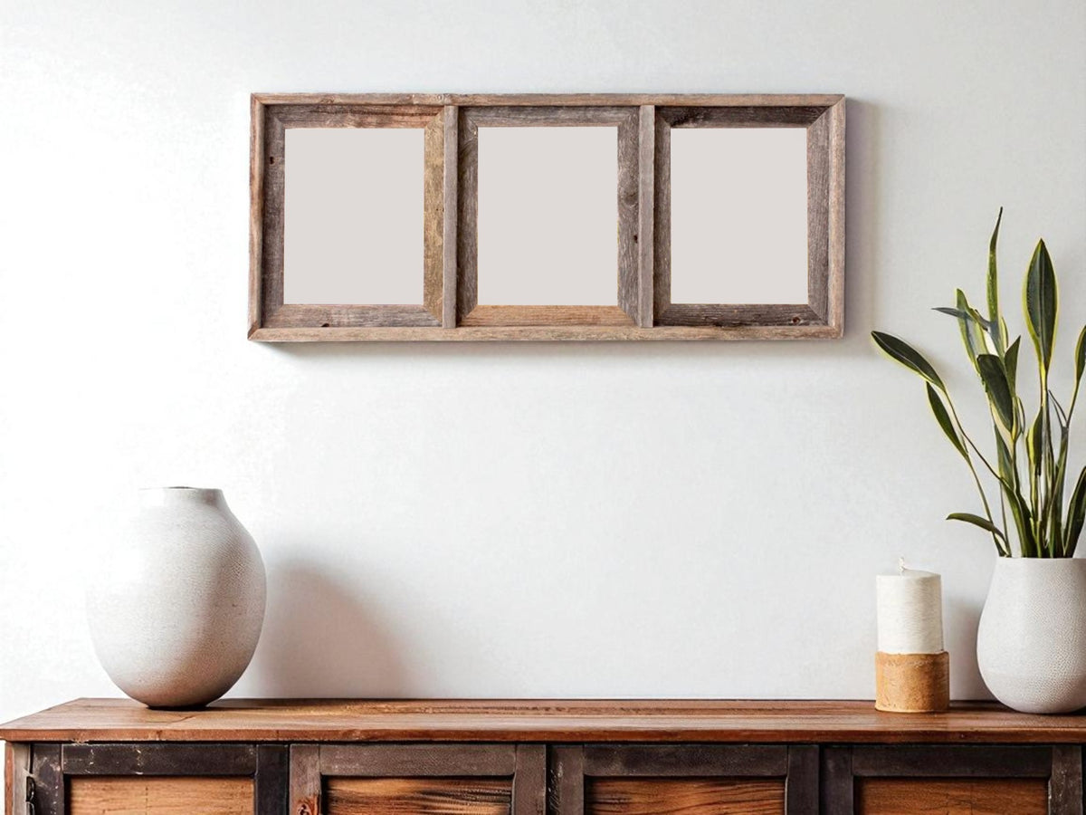 8" X 10" GRAY DISTRESSED SOLID WOOD HANGING PICTURE FRAME - Varnish & Vibe