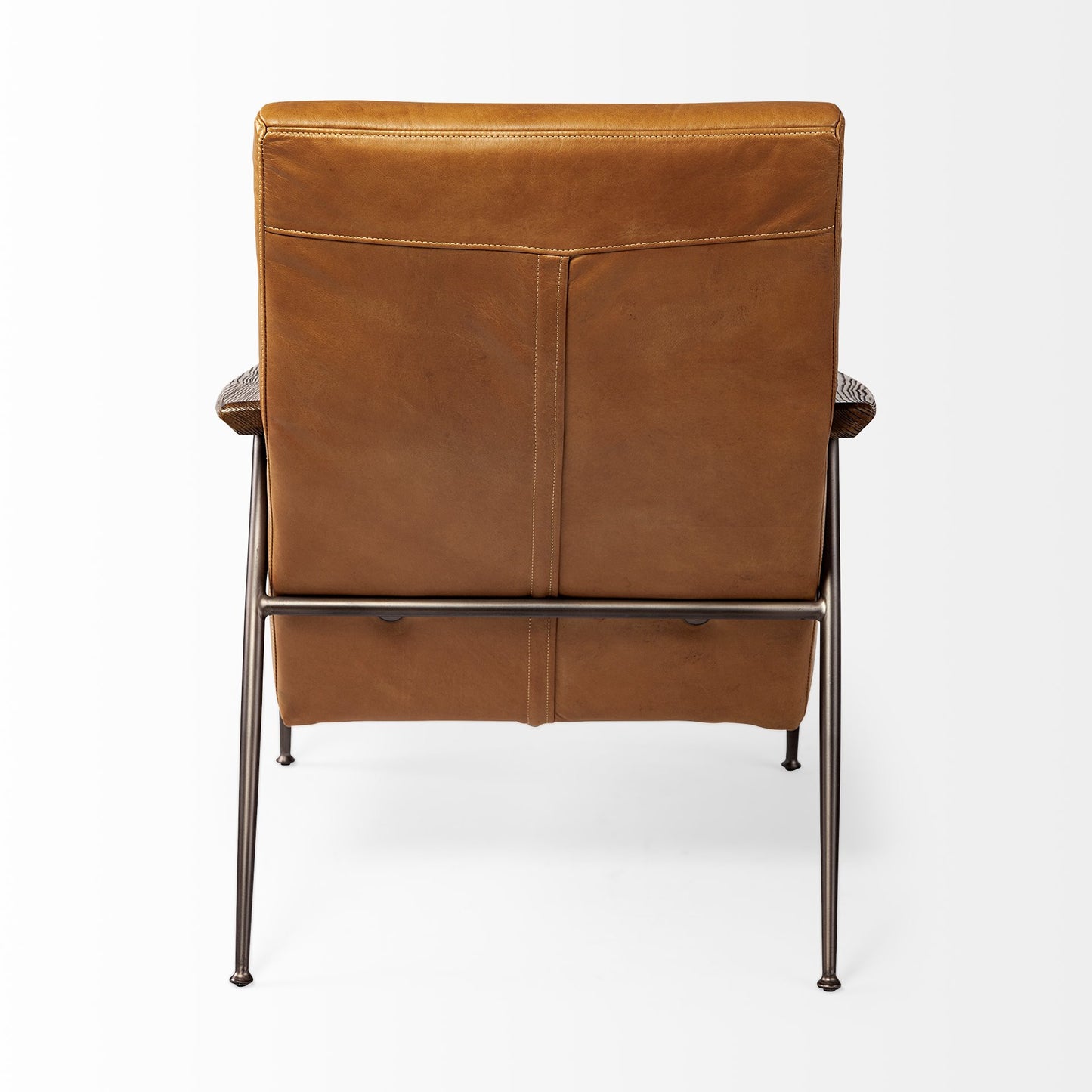 Brown leather armchair on a white background