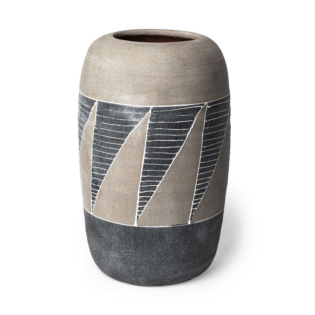 REDONDO 15" BROWN AND GRAY HAND-FINISHED CERAMIC VASE