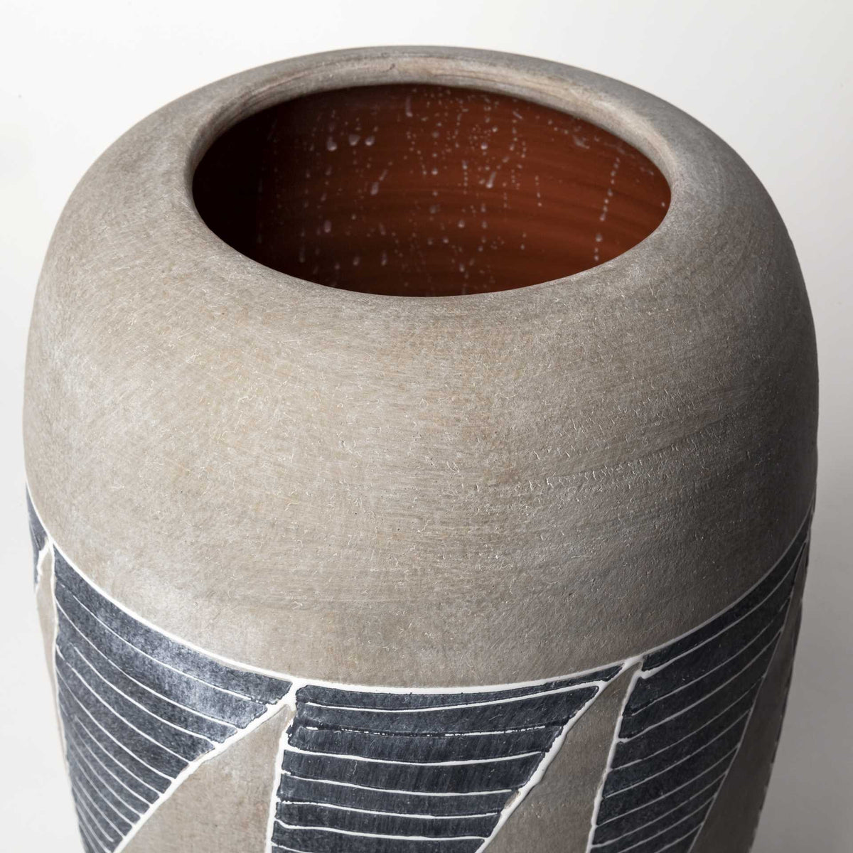 REDONDO 15" BROWN AND GRAY HAND-FINISHED CERAMIC VASE
