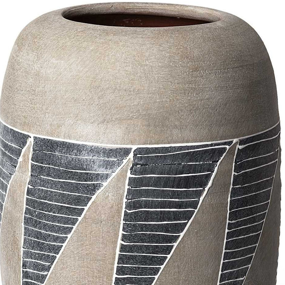 REDONDO 15" BROWN AND GRAY HAND-FINISHED CERAMIC VASE