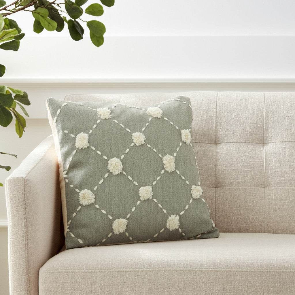 GLAMOROUS HANDCRAFTED SAGE ACCENT THROW PILLOW - Varnish & Vibe