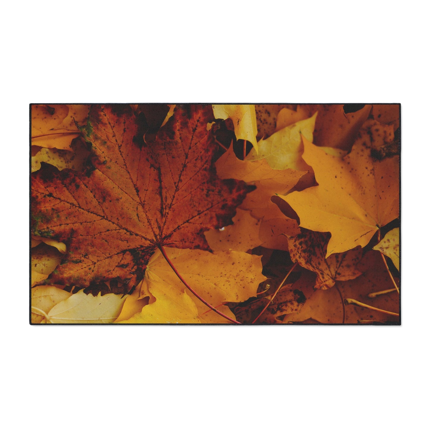 Golden Leaves Textured Fall Foliage Rug