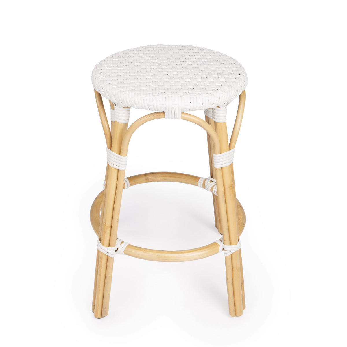 REDONDO WHITE RATTAN BAR STOOL - Varnish & Vibe
