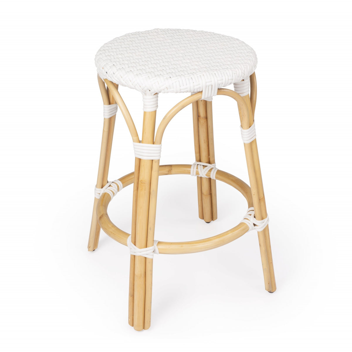 REDONDO WHITE RATTAN BAR STOOL - Varnish & Vibe