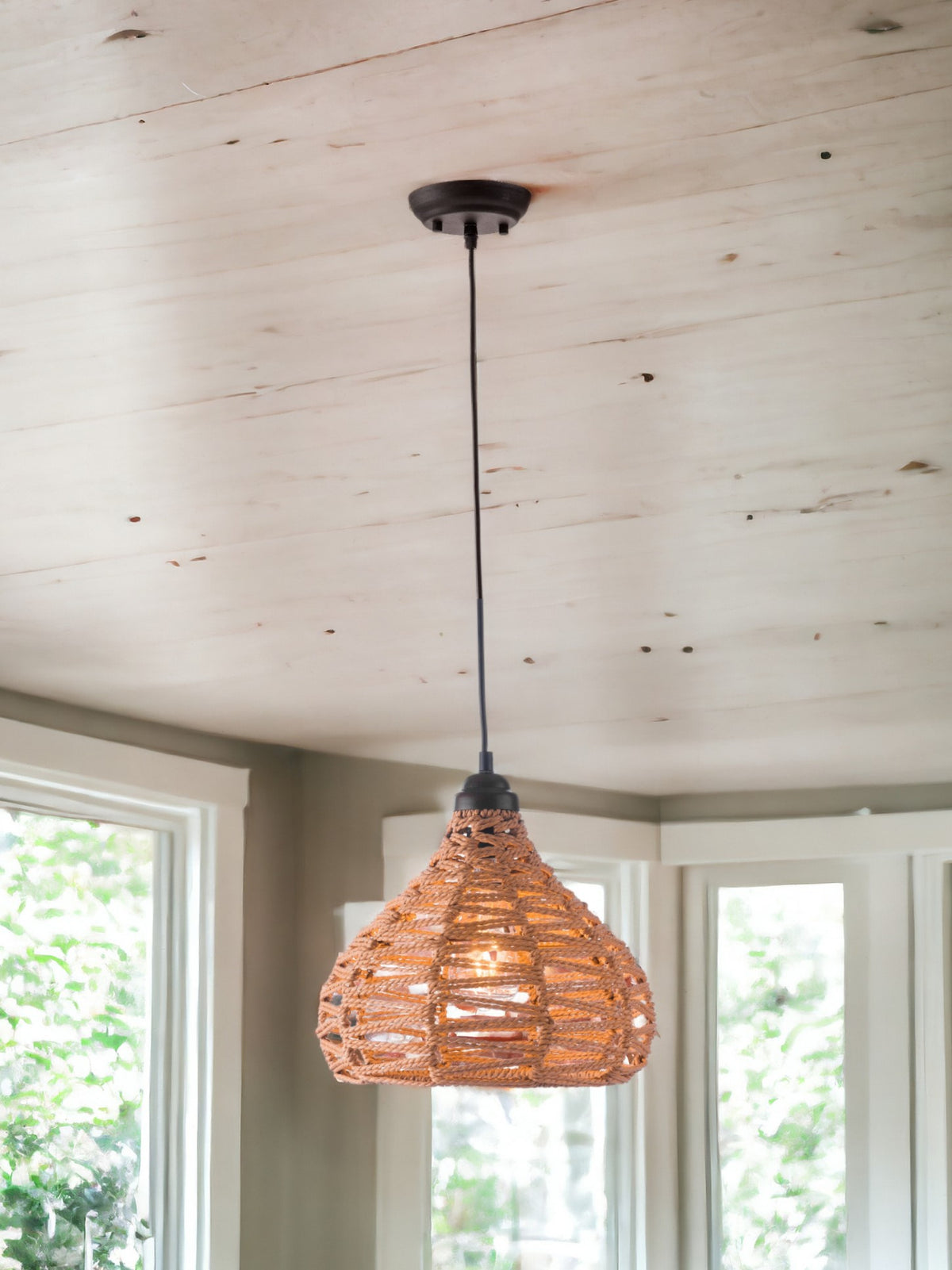 NATURAL LANTERN METAL DIMMABLE CEILING LIGHT WITH NATURAL SHADES - Varnish & Vibe