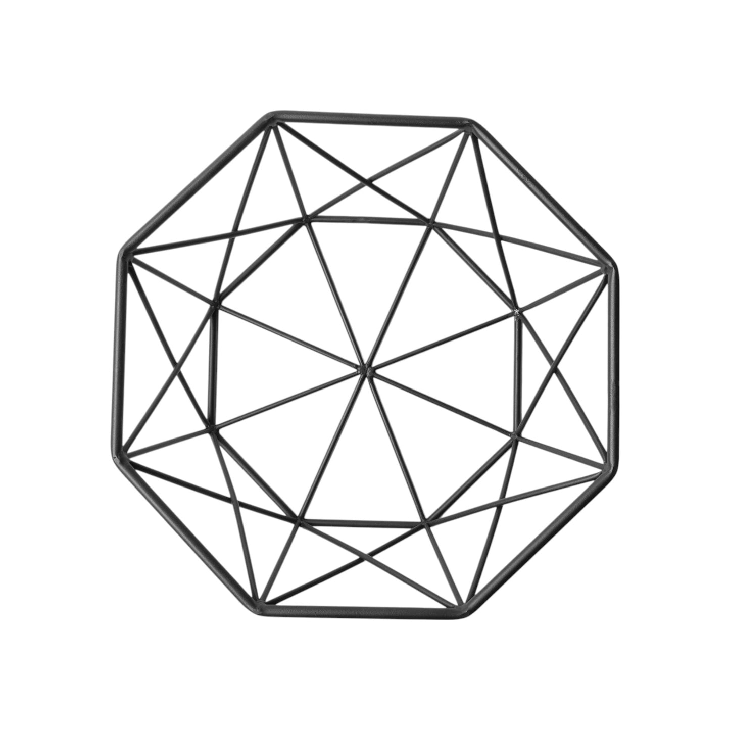Geometric wall art with black metal frame on a white background