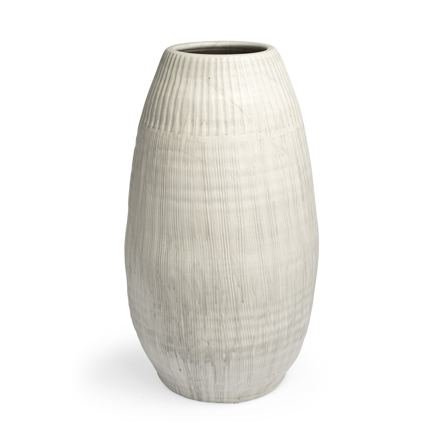 OCEAN 29" WHITE CYLINDER CERAMIC FLOOR VASE