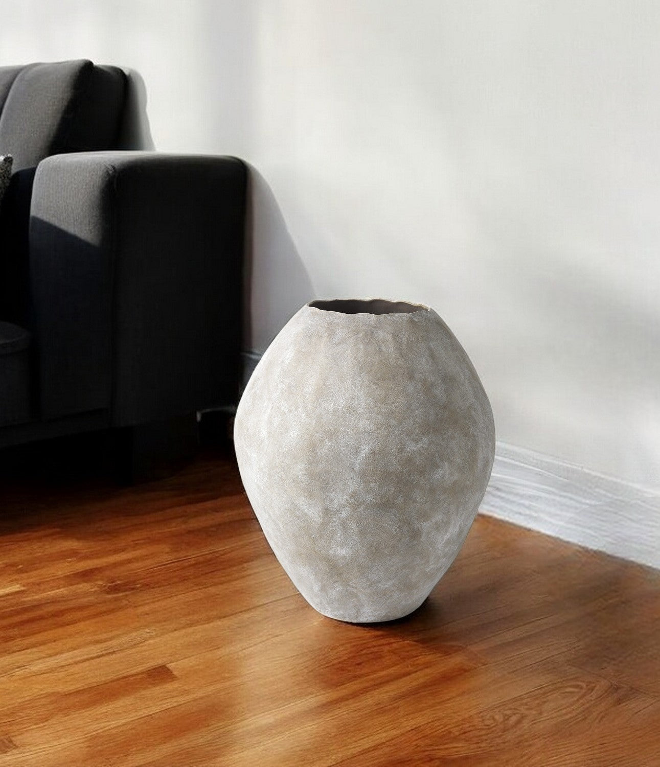 HERMOSA 28" TAN CERAMIC FLOOR VASE