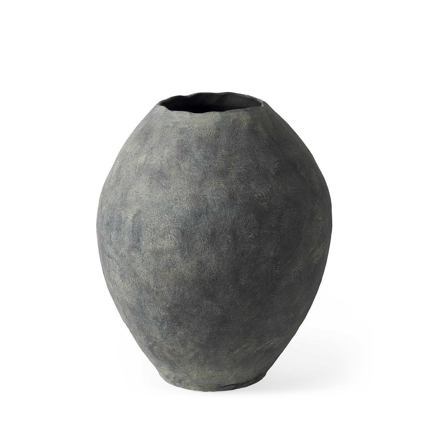 Textured gray vase on a white background