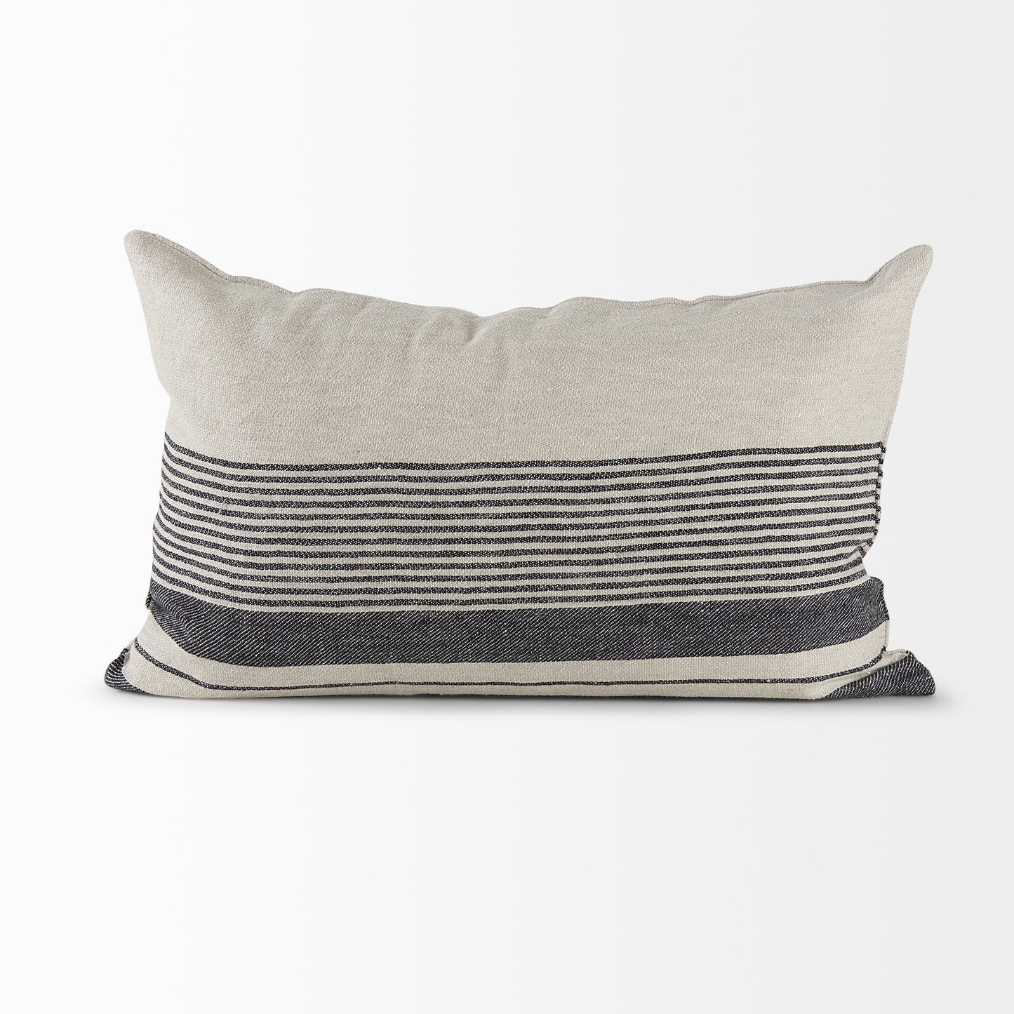 Decorative pillow with striped pattern on a white background