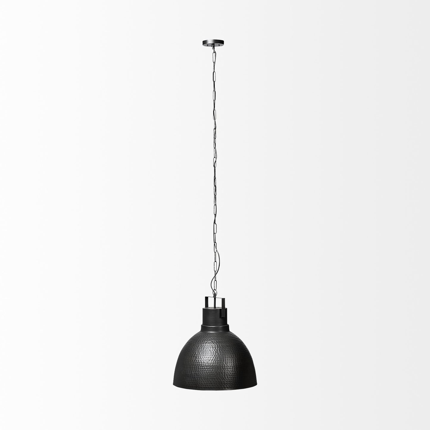 Black pendant light on a white background