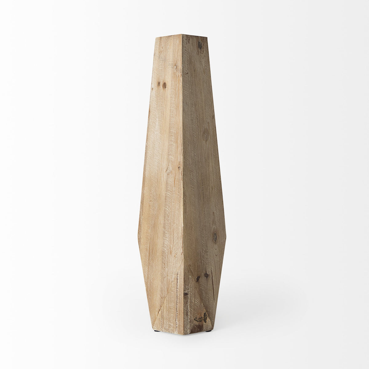 19" NATURAL GEOMETRIC CYLINDER SOLID WOOD TABLE VASE - Varnish & Vibe