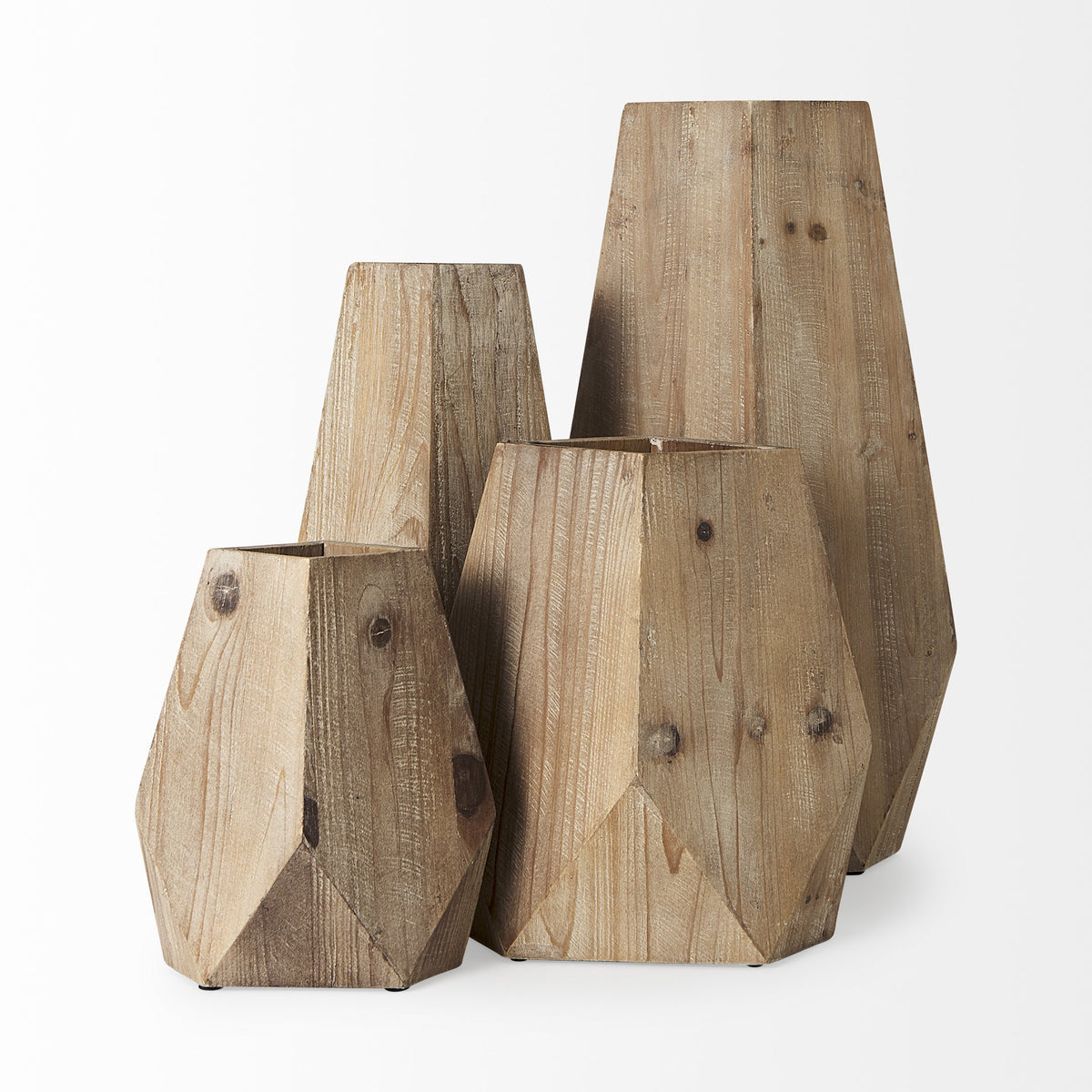 19" NATURAL GEOMETRIC CYLINDER SOLID WOOD TABLE VASE - Varnish & Vibe