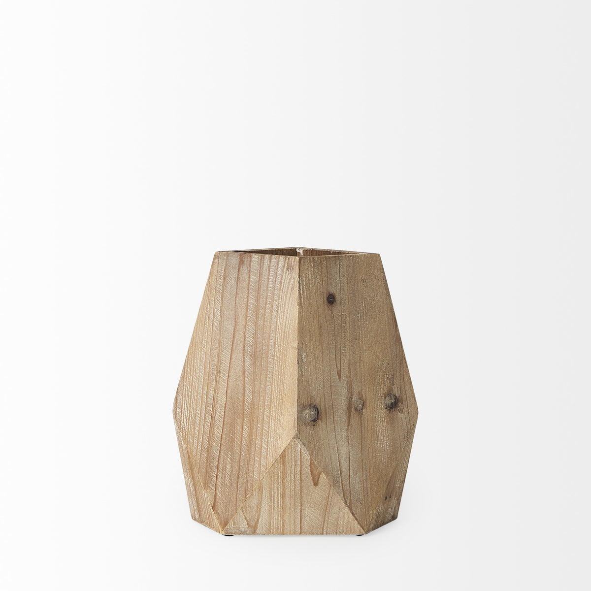 11" NATURAL ABSTRACT CYLINDER SOLID WOOD TABLE VASE - Varnish & Vibe