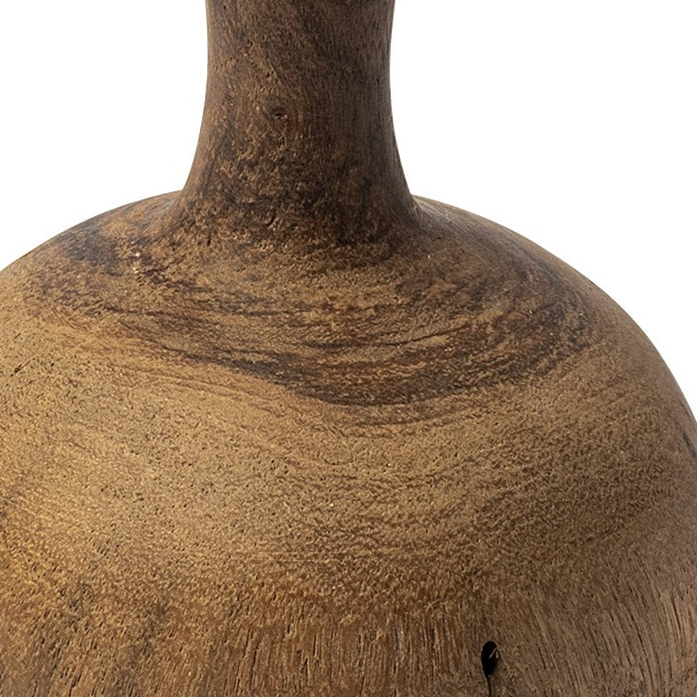 7" BROWN ABSTRACT CYLINDER SOLID WOOD TABLE VASE - Varnish & Vibe