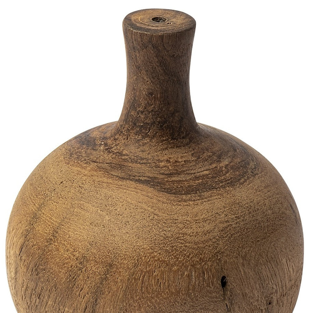 7" BROWN ABSTRACT CYLINDER SOLID WOOD TABLE VASE - Varnish & Vibe