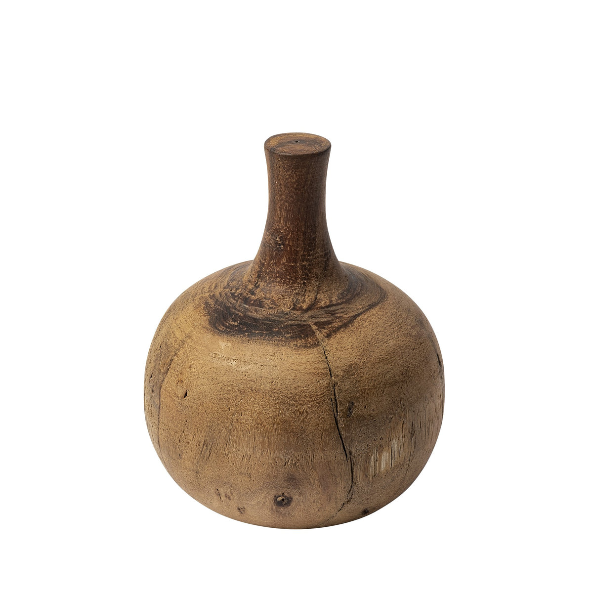 8" BROWN ABSTRACT CYLINDER SOLID WOOD TABLE VASE - Varnish & Vibe