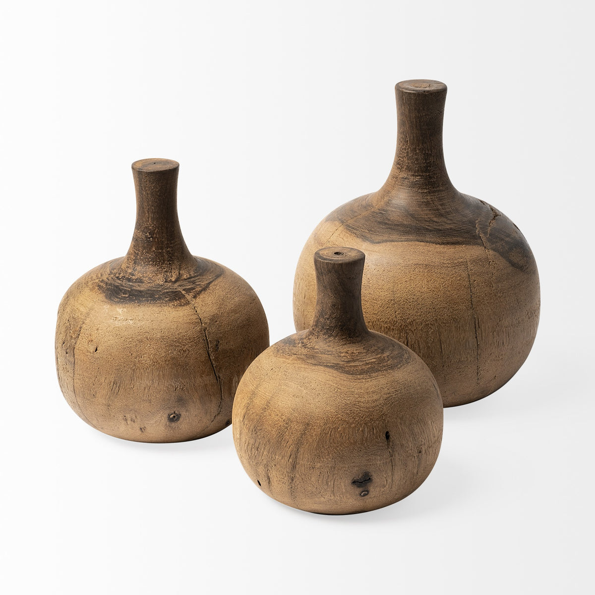 8" BROWN ABSTRACT CYLINDER SOLID WOOD TABLE VASE - Varnish & Vibe