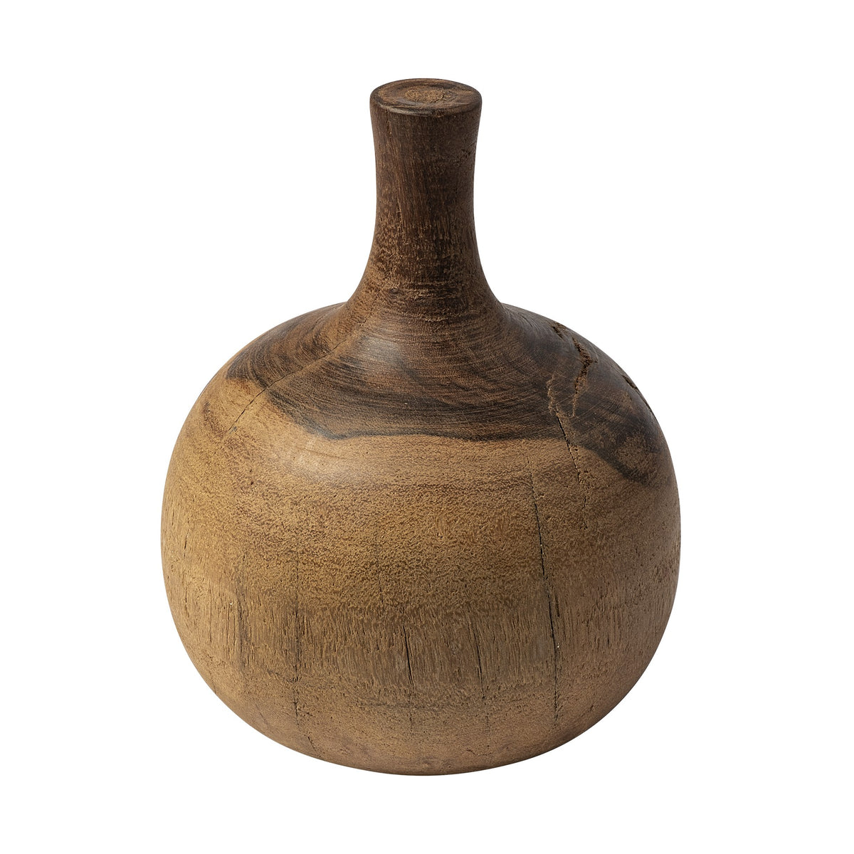 11" BROWN BUD SOLID WOOD TABLE VASE - Varnish & Vibe